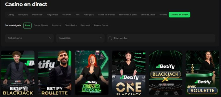 Betify Casino jeux live
