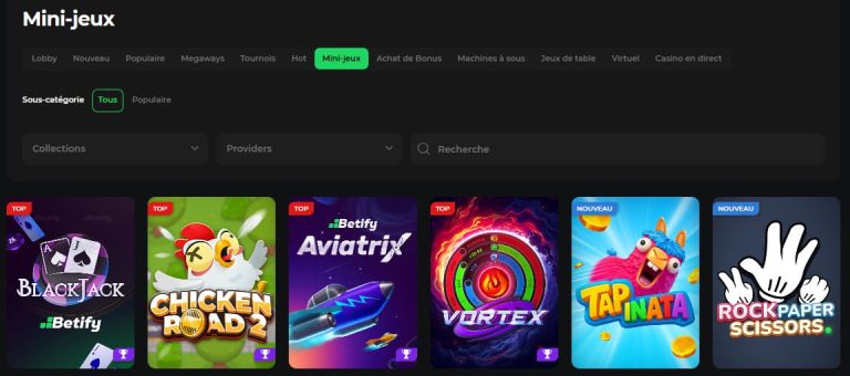 Betify Casino mini jeux