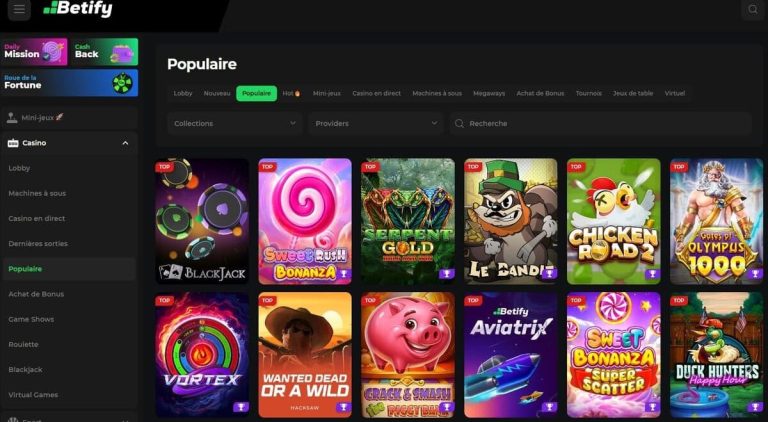 Betify Casino accueil