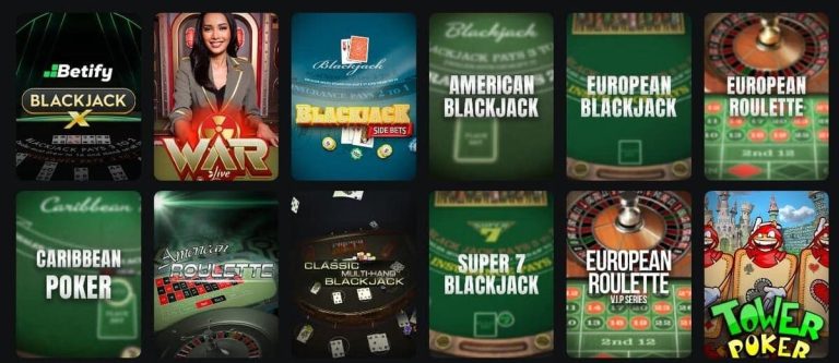 Betify Casino jeux table